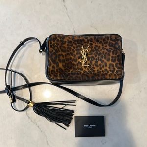 YSL Leopard Print Monogram Lou Camera Bag Saint Laurent Authentic